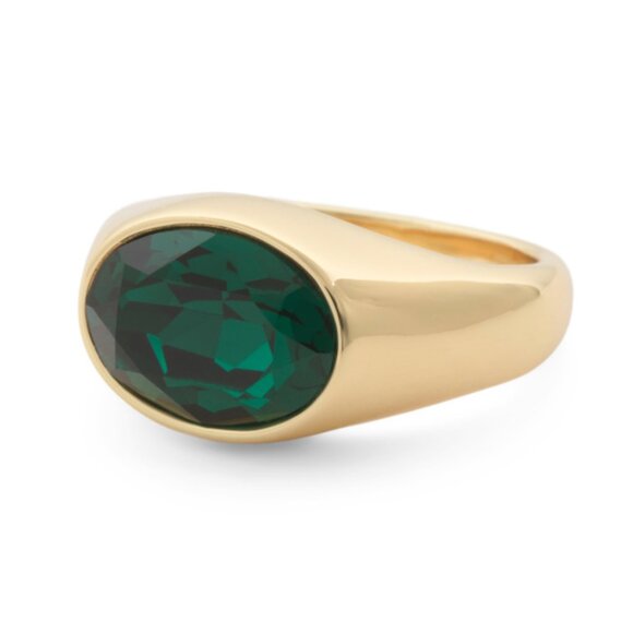 Gorjana Nova Emerald Green Cocktail Ring Gold Plated Size 8 New - Picture 4 of 11